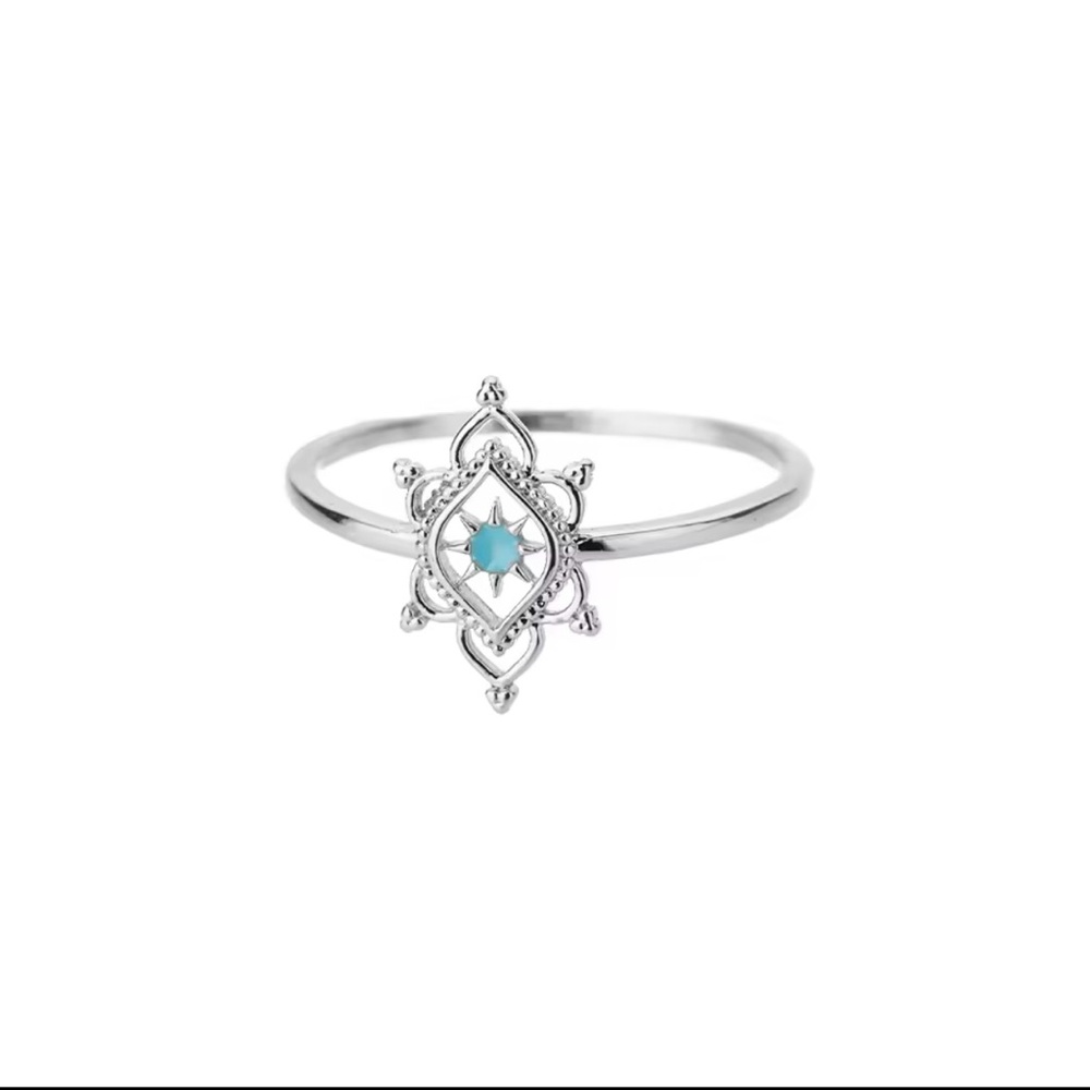 Silver and Blue Gemstone Women's Ring